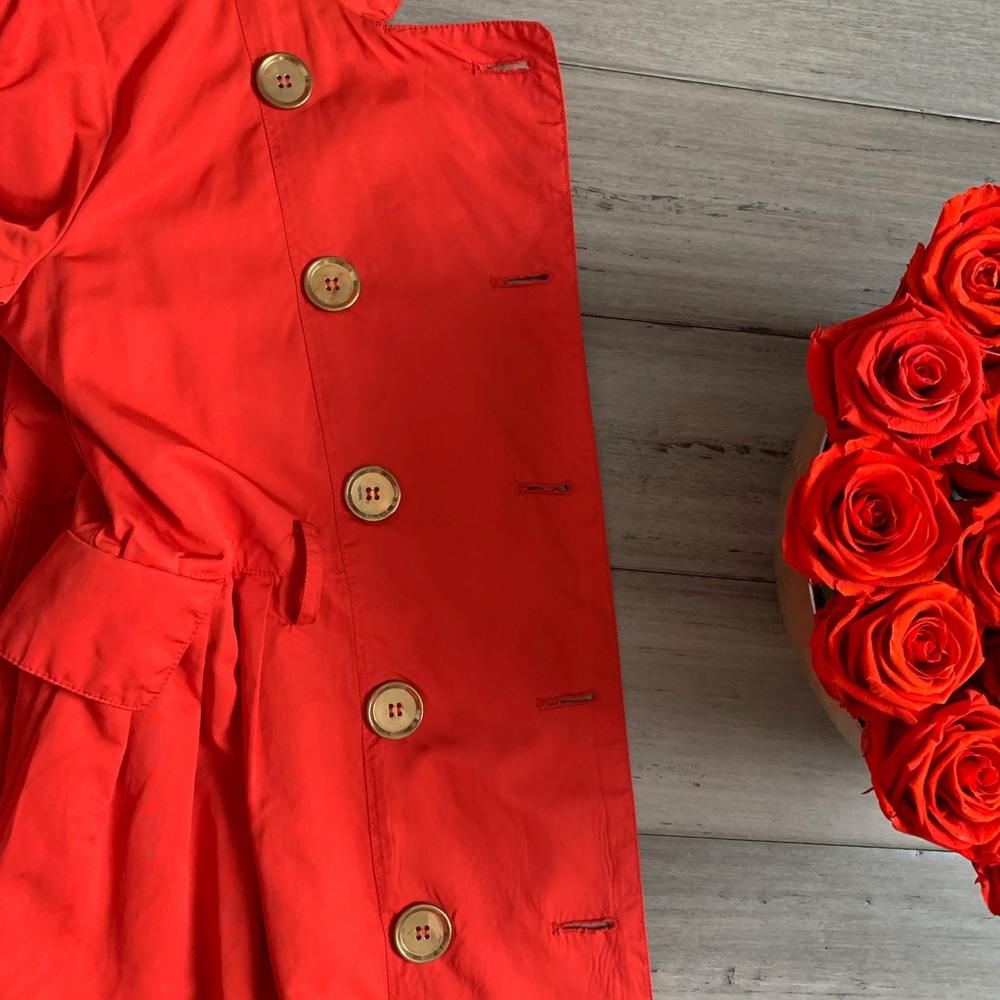 bebe Red Classic Trench Coat with Belted Waist - Picture 5 of 5